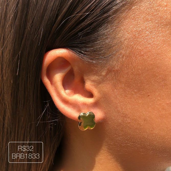 Brinco Inspiração Van Cleef Liso Dourado